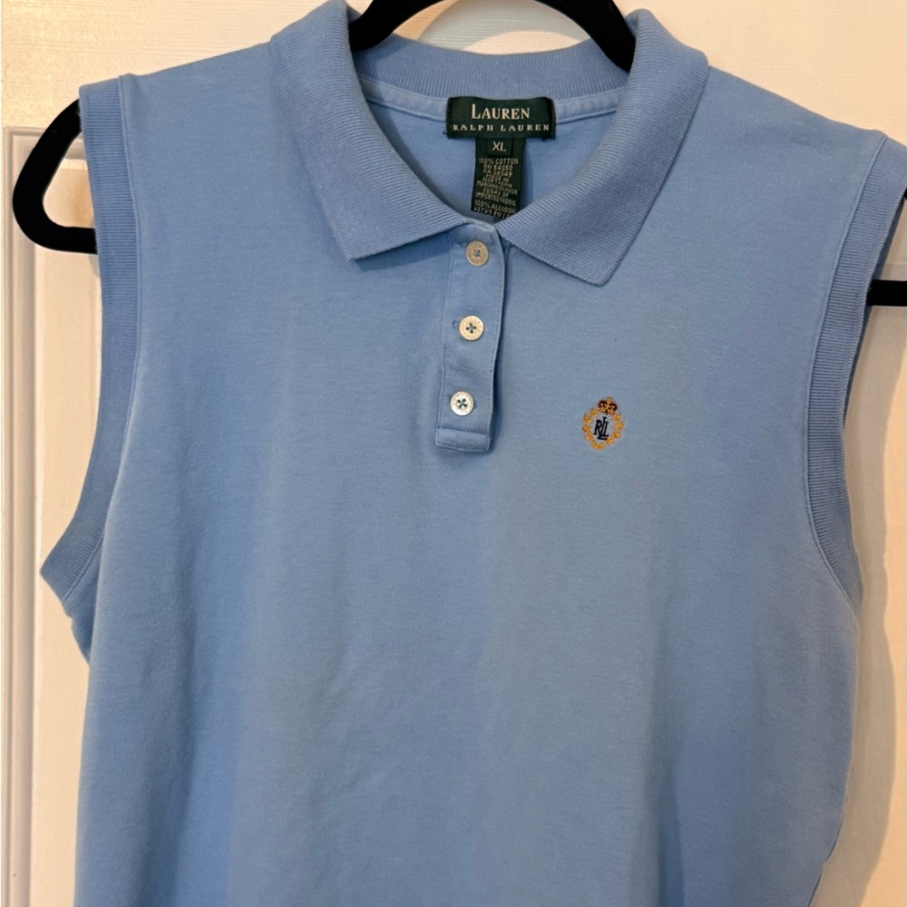 Ralph Lauren Light Blue Sleeveless Button Down Shirt
